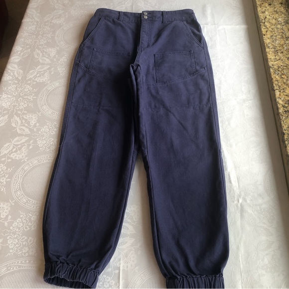 Forever 21 Navy Blue Vintage Cargo Pants Double Pocket Women’s Size L High Waist - Picture 6 of 16